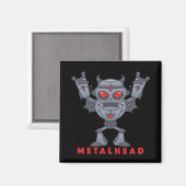 Metalhead - Schwermetall-Roboter-Teufel - mit Text Magnet (Vorderseite/Rückseite)