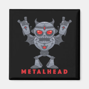 Metalhead - Schwermetall-Roboter-Teufel - mit Text Magnet