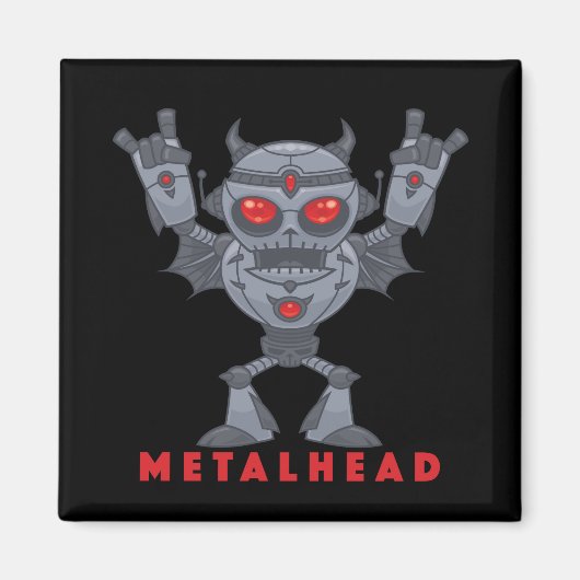 Metalhead - Schwermetall-Roboter-Teufel - mit Text Magnet (Vorne)