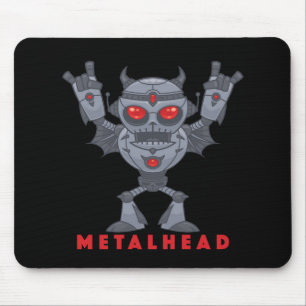 Metalhead - Schwermetall-Roboter-Teufel - mit Text Mousepad