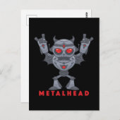 Metalhead - Schwermetall-Roboter-Teufel - mit Text Postkarte (Vorne/Hinten)