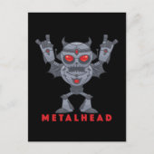 Metalhead - Schwermetall-Roboter-Teufel - mit Text Postkarte (Vorderseite)