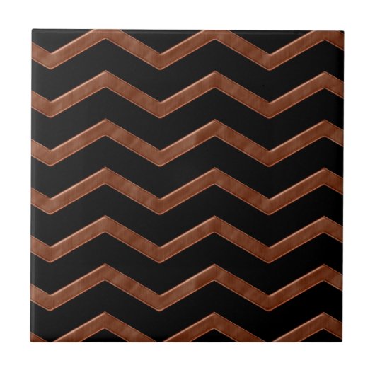 Metalic Bronze Zig Zag Muster Fliese (Vorderseite)