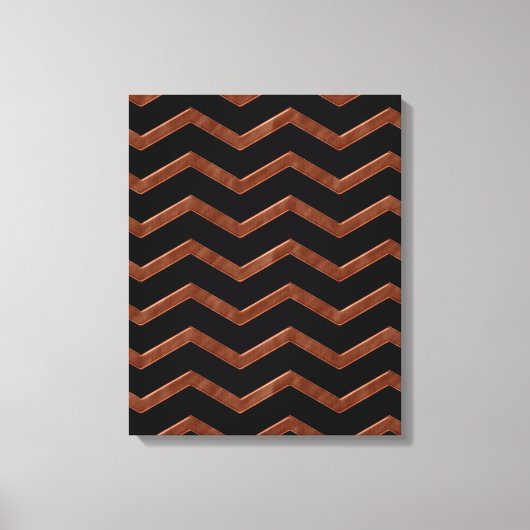 Metalic Bronze Zig Zag Muster Leinwanddruck (Vorderseite)