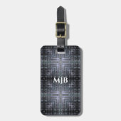 Metalic Design Sliver Gray Monogram Gepäckanhänger (Vorderseite vertikal)