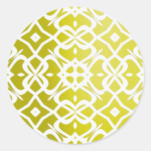Metalic X Lace Muster Sticker-Lemon White Runder Aufkleber