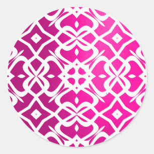 Metalic X Lace Pattern Sticker-Fuchsia und White Runder Aufkleber