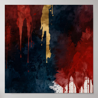 Metalica Red, Gold und Blue Oil Lackposter Poster