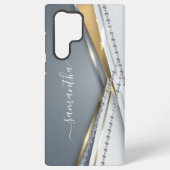 Metall-3-D-Look Kalligrafie Gold Monogram Diamond Samsung Galaxy Hülle (Rückseite)