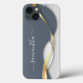 Metall-3-D-Look Kalligrafie Gold Monogram Wave Case-Mate iPhone Hülle (Rückseite)
