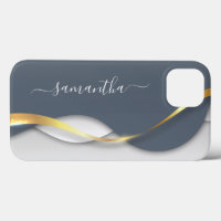 Metall-3-D-Look Kalligrafie Gold Monogram Wave