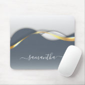 Metall-3-D-Look Kalligrafie Gold Monogram Wave Mousepad (Mit Mouse)