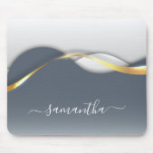 Metall-3-D-Look Kalligrafie Gold Monogram Wave Mousepad (Vorne)