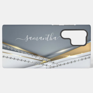 Metall 3-D-Optik Kalligrafie Gold Monogramm Diaman Samsung Galaxy Hülle