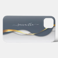 Metall 3D-Optik Kalligrafie Gold Monogramm Welle