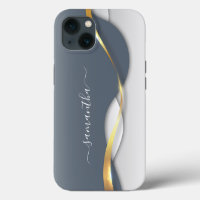 Metall 3D-Optik Kalligrafie Gold Monogramm Welle