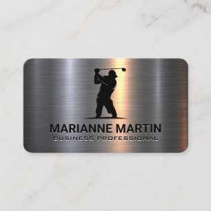 Metall Aluminium Silber Golfer schwingend Visitenkarte