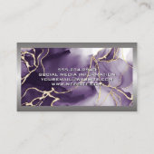 Metall-Aluminium-Silber-Grenze | Lila Gold Visitenkarte (Rückseite)