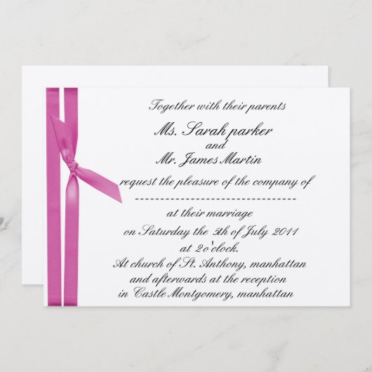 Metall aus Silber und Rosa Einladung (Vorne/Hinten)