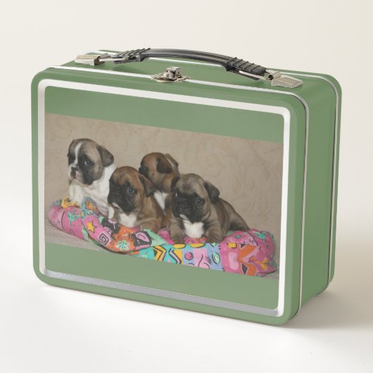 Metall Brotdose französische Bulldoggen  (Vorderseite)