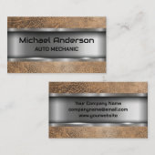 Metall | Brown Leather Visitenkarte (Vorne/Hinten)