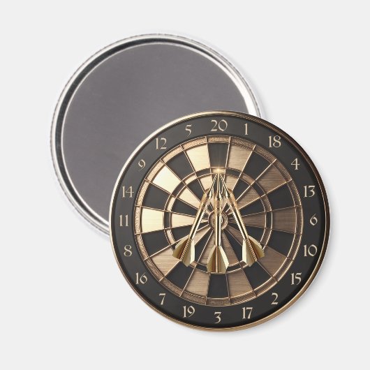 Metall Dartboard mit Bulle - golden Bull Magnet (Vorderseite/Rückseite)