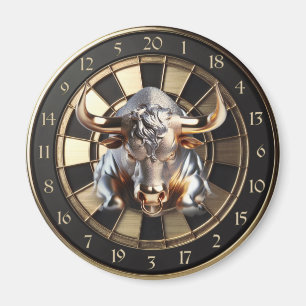 Metall Dartboard mit Bulle - golden Bull Magnet