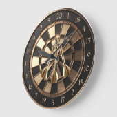 Metall Dartboard mit Dartpfeilen Gold Metalleffekt Große Wanduhr (Winkel)