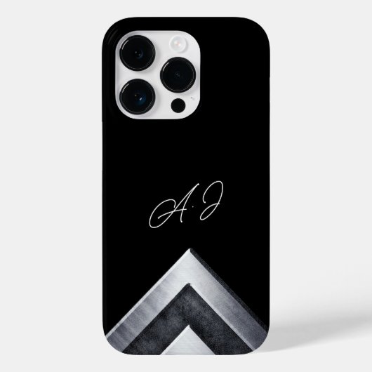 Metall-Geometrisches Monogramm Schwarz Case-Mate iPhone Hülle (Rückseite)