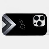 Metall-Geometrisches Monogramm Schwarz Case-Mate iPhone Hülle (Rückseite (Horizontal))