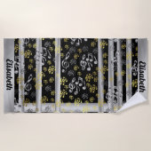 Metall, glänzend, Muster, Musik, Note, elegant, St Strandtuch (Vorderseite)