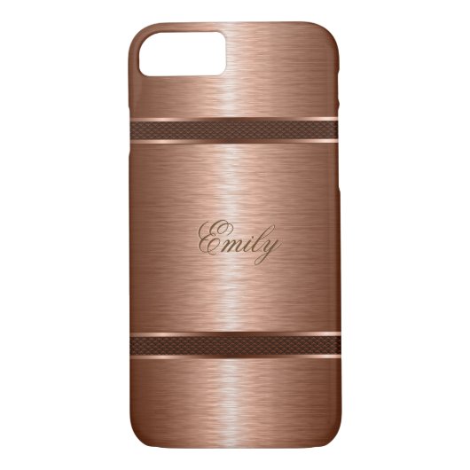 Metall-Kupfer braun gebürstetes Aluminium-Look Case-Mate iPhone Hülle (Rückseite)