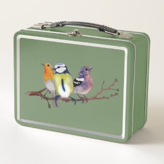 Metall-Lunchbox mit Vögeln und Blumen Metall Brotdose