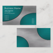 Metall mit aquamarinem Ausschnitt kreist Visitenkarte (Vorne/Hinten)