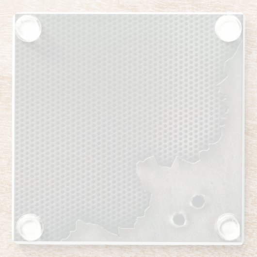 Metall mit Einschusslochhintergrund Glasuntersetzer (Rückseite)