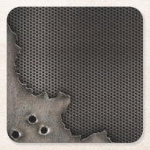 Metall mit Einschusslochhintergrund Rechteckiger Pappuntersetzer (Vorderseite)