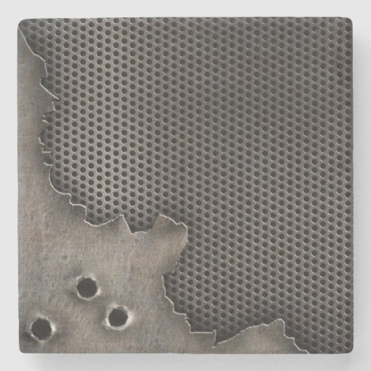 Metall mit Einschusslochhintergrund Steinuntersetzer (Vorderseite)