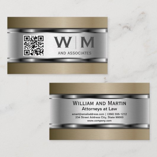 Metall | Qr-Code | Monogramm Visitenkarte (Vorne/Hinten)