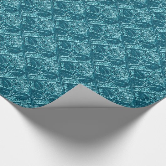 Metall-Rose-02-Blue-Gift-Verpackungspapier Geschenkpapier (Ecke)