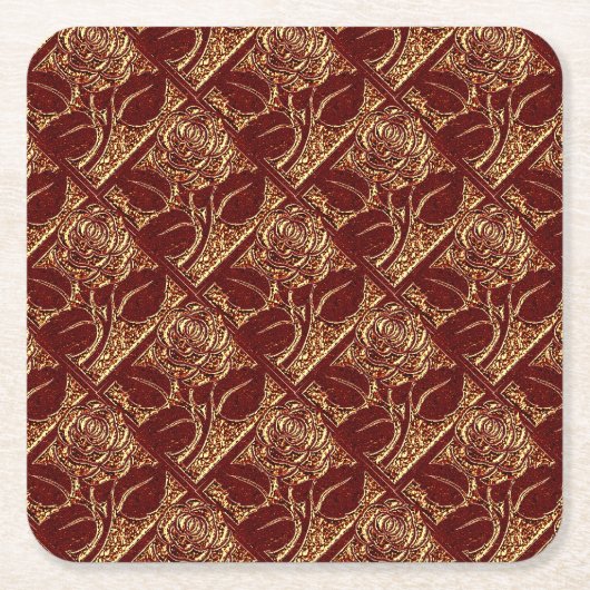 Metall-Rose-4-Ziegel-Set aus Rotem Untersetzer (Vorderseite)