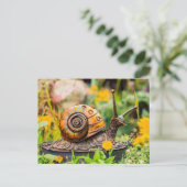Metall-Schneckengarten-Ornament Postkarte (Stehend Vorderseite)