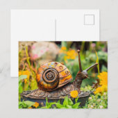 Metall-Schneckengarten-Ornament Postkarte (Vorne/Hinten)