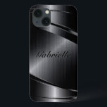 Metall-Schwarz-Design lackierte Aluminium-Look Case-Mate iPhone Hülle<br><div class="desc">Schwarz,  metallisch,  gebürstetes Aluminium-Look. Benutzerdefiniertes und optionales Monogramm Cooles männliches Design. Verfügbar über andere Produkte</div>