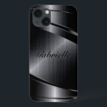 Metall-Schwarz-Design lackierte Aluminium-Look Case-Mate iPhone Hülle<br><div class="desc">Schwarz,  metallisch,  gebürstetes Aluminium-Look. Benutzerdefiniertes und optionales Monogramm Cooles männliches Design. Verfügbar über andere Produkte</div>