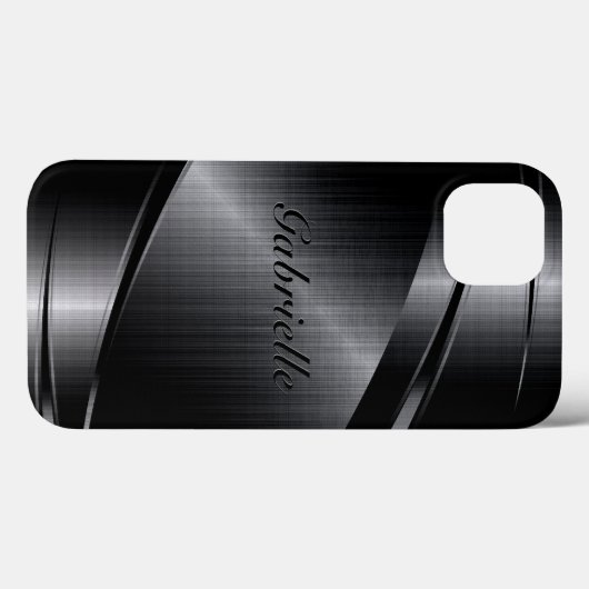 Metall-Schwarz-Design lackierte Aluminium-Look Case-Mate iPhone Hülle (Rückseite (Horizontal))