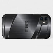 Metall-Schwarz-Design lackierte Aluminium-Look Case-Mate iPhone Hülle (Rückseite (Horizontal))