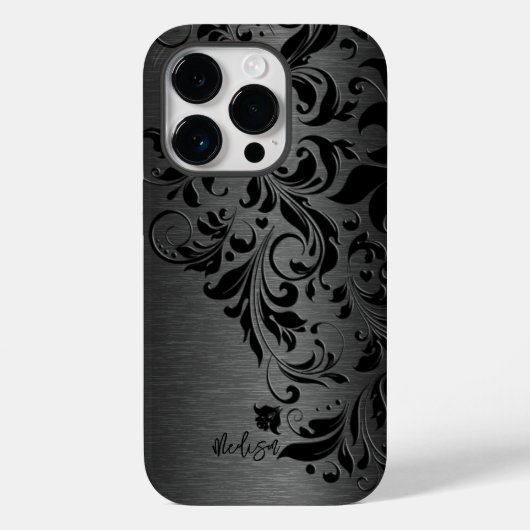 Metall, schwarz gebürstetes Aluminium und schwarze Case-Mate iPhone Hülle (Rückseite)