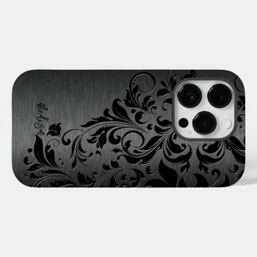 Metall, schwarz gebürstetes Aluminium und schwarze Case-Mate iPhone Hülle (Rückseite (Horizontal))