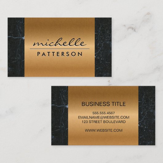 Metall | Schwarzer Marmorstreifen Visitenkarte (Vorne/Hinten)