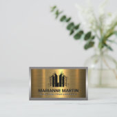 Metall-Silber-Gold-Bürste | Immobilien in Anwesen Visitenkarte (Stehend Vorderseite)